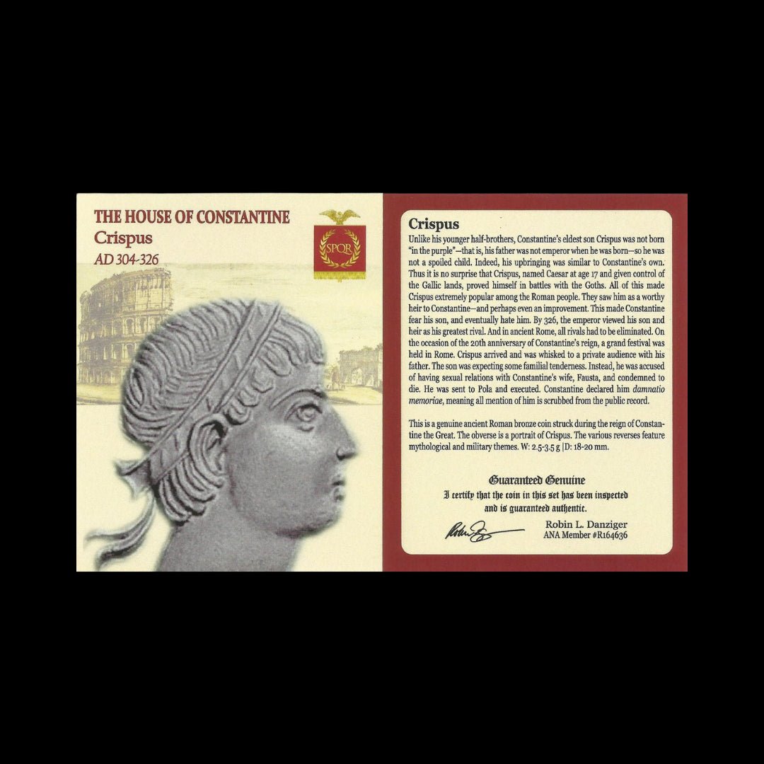 Ancient Roman Bronze Coin of Crispus (Roman Prince and Son of Constantine the Great) - Kinzer Coins