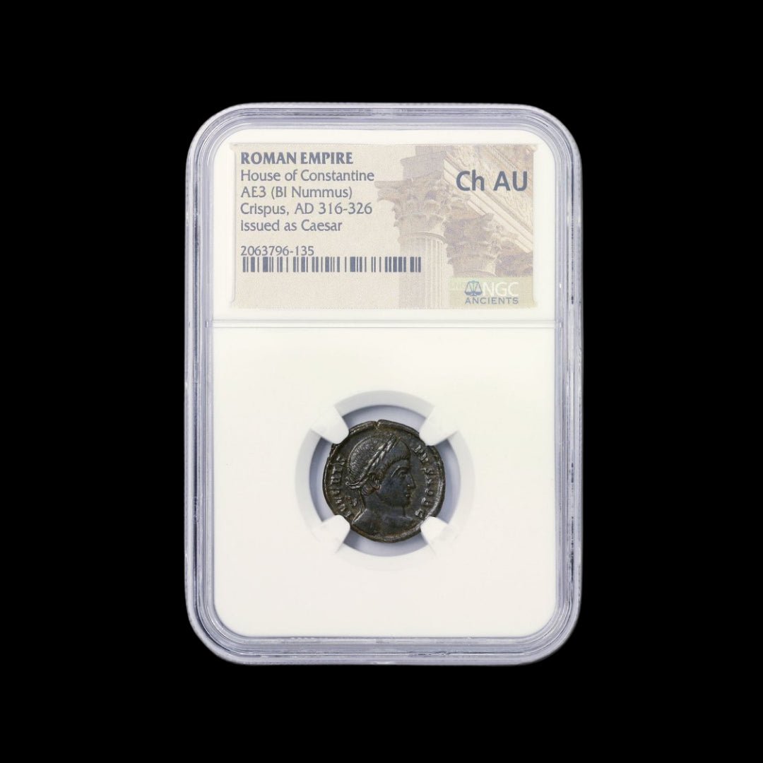 Ancient Roman Bronze Coin of Crispus (Roman Prince and Son of Constantine the Great) - Kinzer Coins