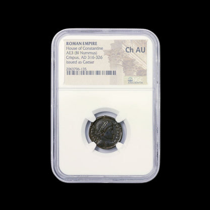 Ancient Roman Bronze Coin of Crispus (Roman Prince and Son of Constantine the Great) - Kinzer Coins