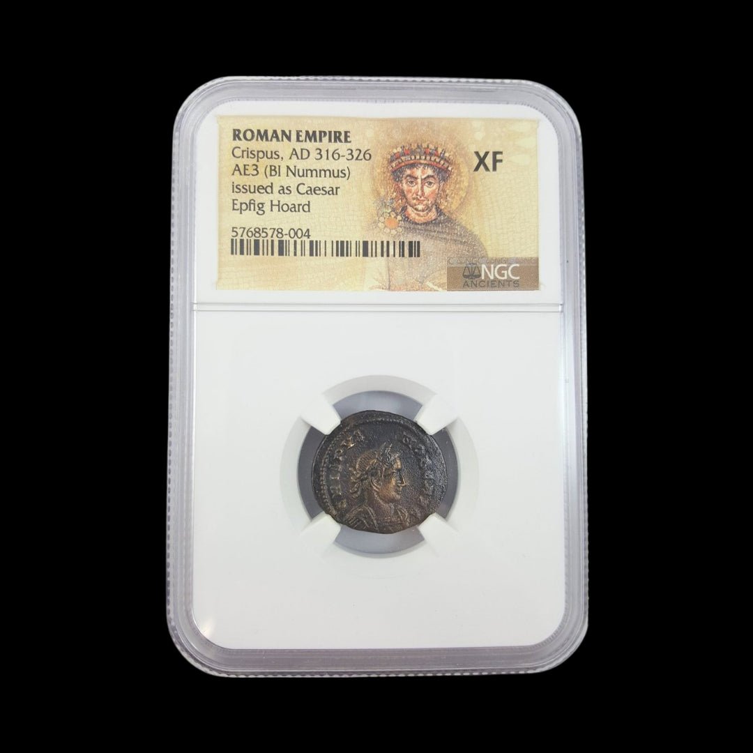 Ancient Roman Bronze Coin of Crispus (Roman Prince and Son of Constantine the Great) - Kinzer Coins