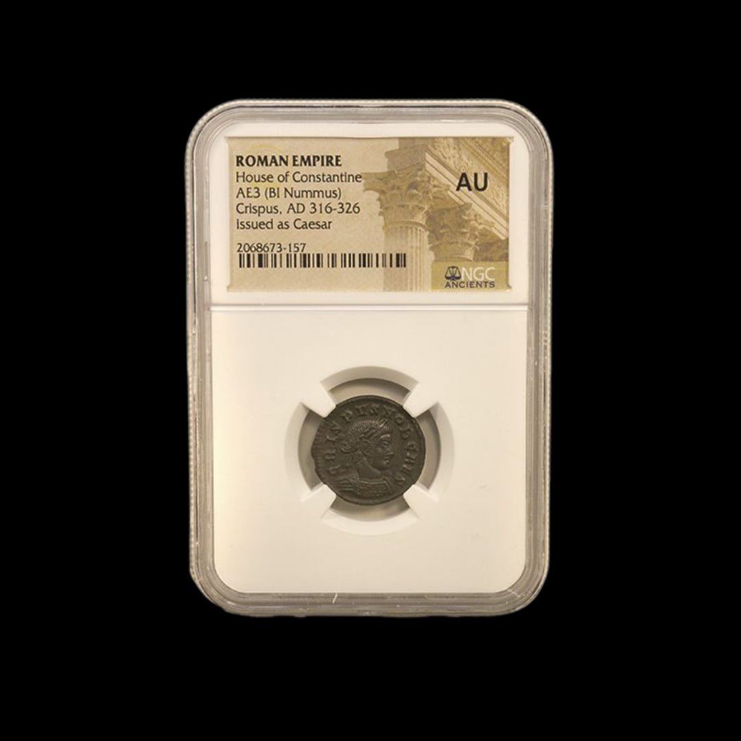 Ancient Roman Bronze Coin of Crispus (Roman Prince and Son of Constantine the Great) - Kinzer Coins