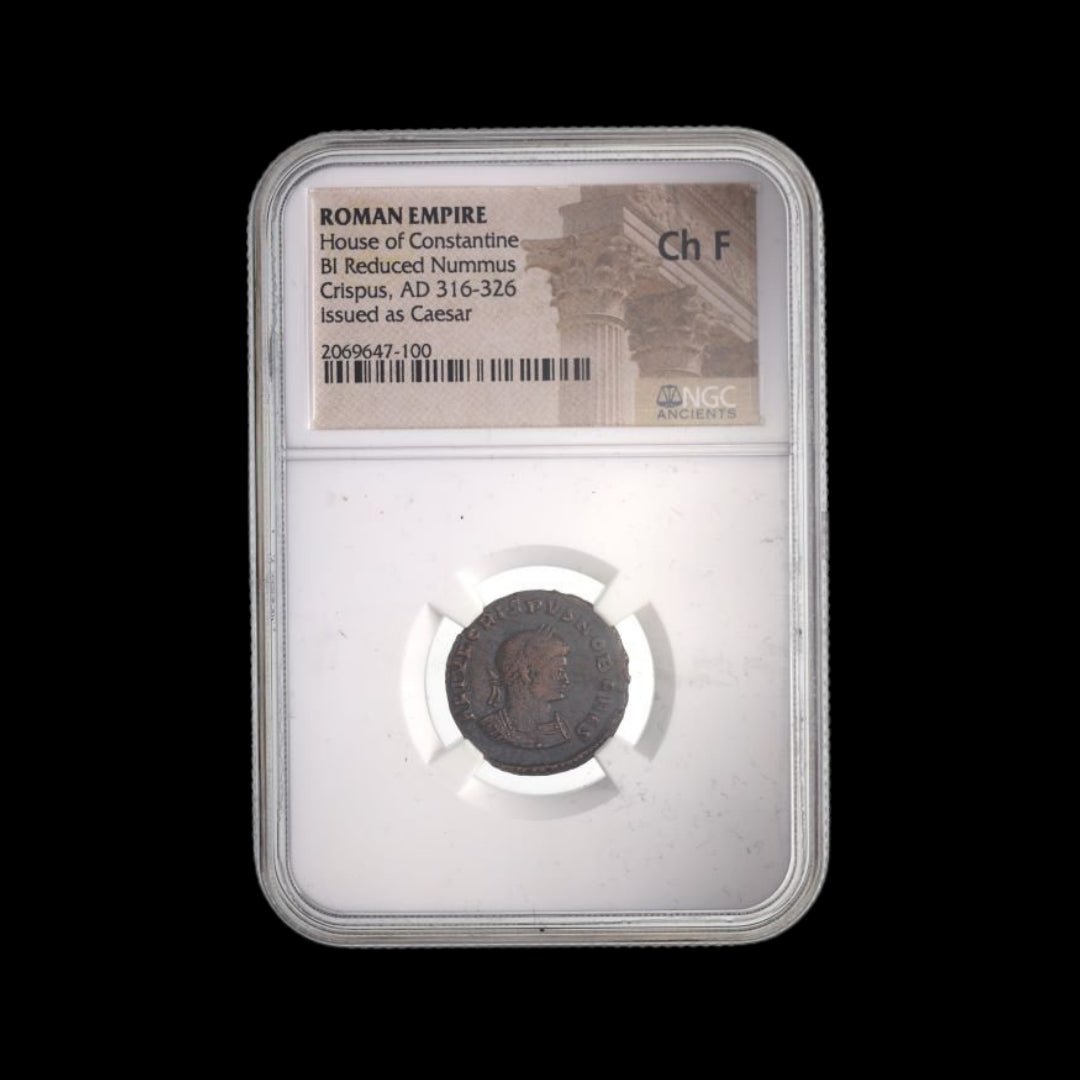 Ancient Roman Bronze Coin of Crispus (Roman Prince and Son of Constantine the Great) - Kinzer Coins