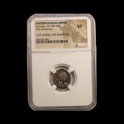 Ancient Roman Bronze Coin of Emperor Arcadius (Eastern Roman Emperor) - Kinzer Coins