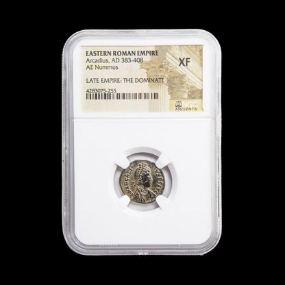 Ancient Roman Bronze Coin of Emperor Arcadius (Eastern Roman Emperor) - Kinzer Coins