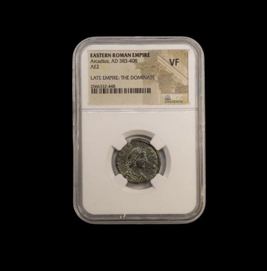 Ancient Roman Bronze Coin of Emperor Arcadius (Eastern Roman Emperor) - Kinzer Coins