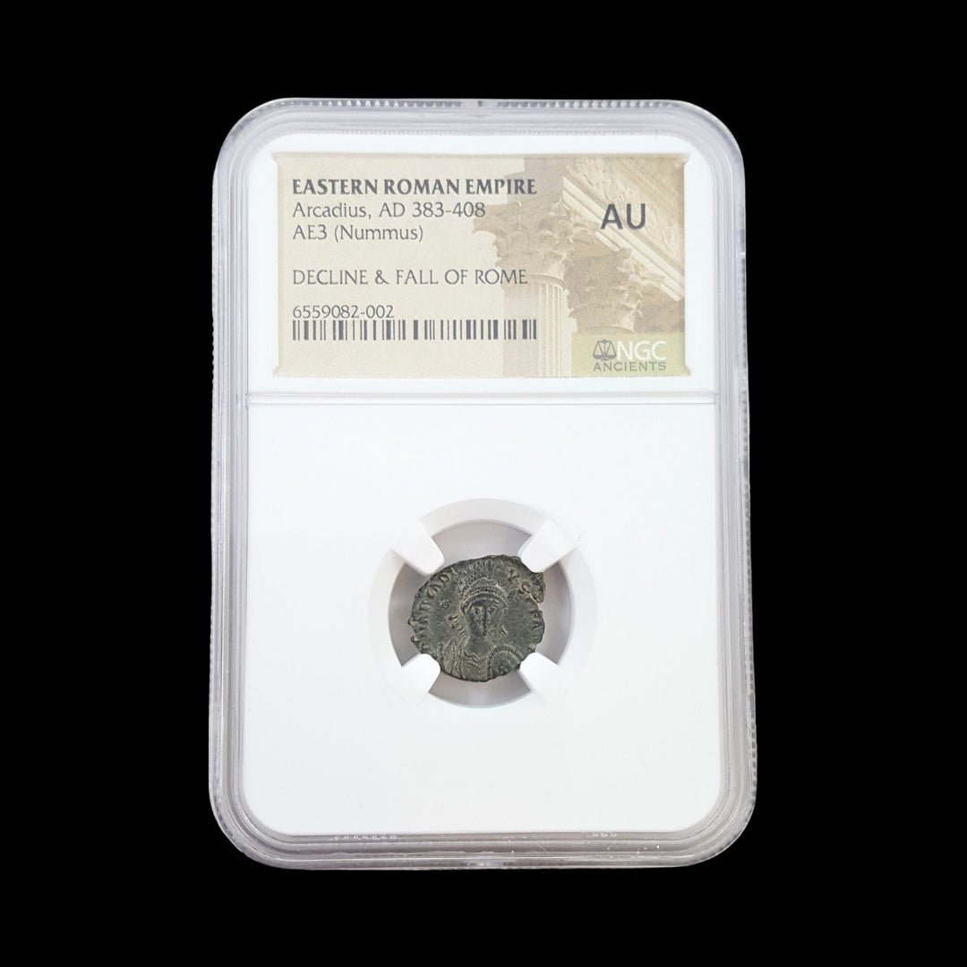 Ancient Roman Bronze Coin of Emperor Arcadius (Eastern Roman Emperor) - Kinzer Coins