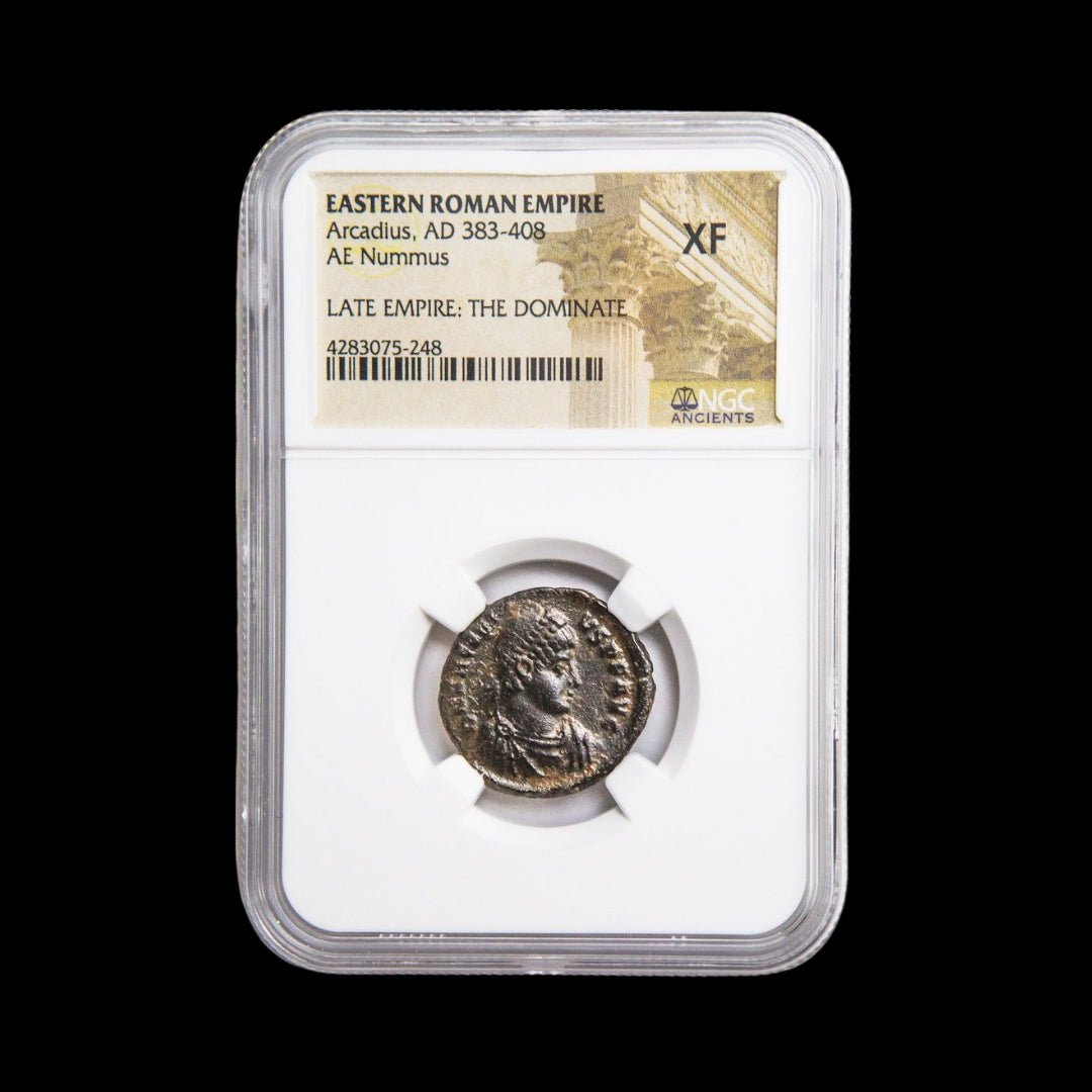 Ancient Roman Bronze Coin of Emperor Arcadius (Eastern Roman Emperor) - Kinzer Coins