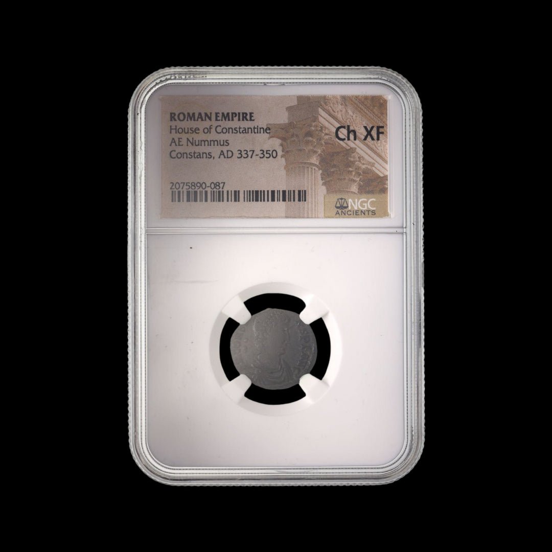 Ancient Roman Bronze Coin of Emperor Constans (c. AD 340, Son of Constantine the Great) - Kinzer Coins