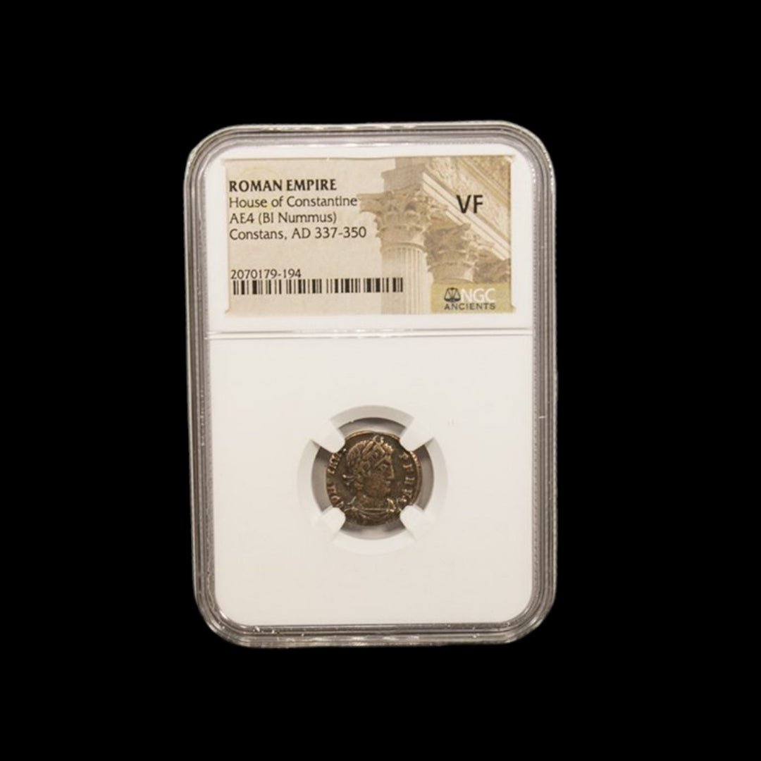 Ancient Roman Bronze Coin of Emperor Constans (c. AD 340, Son of Constantine the Great) - Kinzer Coins