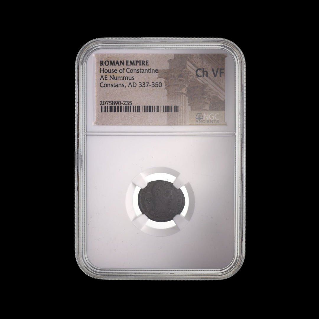 Ancient Roman Bronze Coin of Emperor Constans (c. AD 340, Son of Constantine the Great) - Kinzer Coins