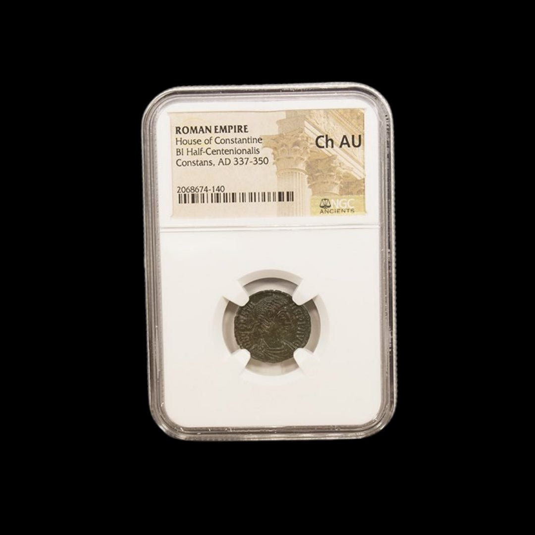 Ancient Roman Bronze Coin of Emperor Constans (c. AD 340, Son of Constantine the Great) - Kinzer Coins