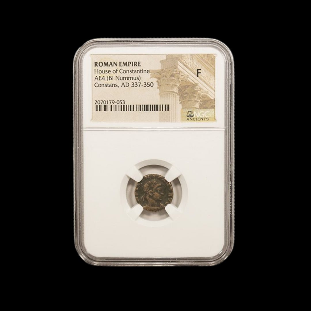 Ancient Roman Bronze Coin of Emperor Constans (c. AD 340, Son of Constantine the Great) - Kinzer Coins