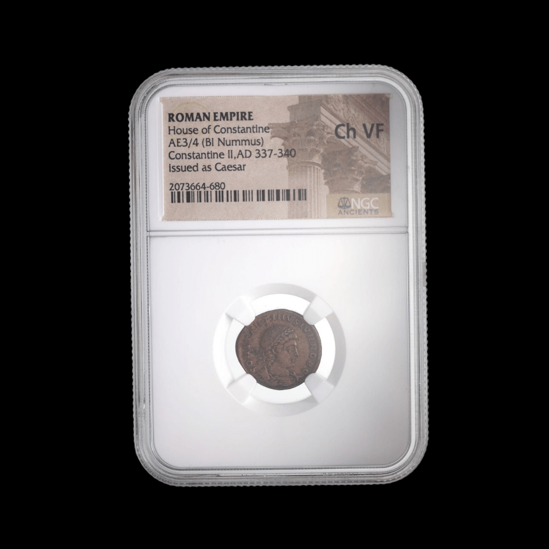 Ancient Roman Bronze Coin of Emperor Constantine II (c. AD 330, Son of Constantine the Great) - Kinzer Coins