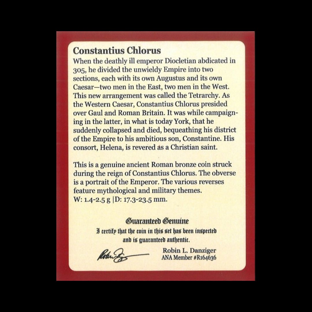 Ancient Roman Bronze Coin of Emperor Constantius I Chlorus (Father of Constantine the Great, c. AD 300) - Kinzer Coins