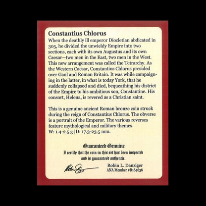 Ancient Roman Bronze Coin of Emperor Constantius I Chlorus (Father of Constantine the Great, c. AD 300) - Kinzer Coins