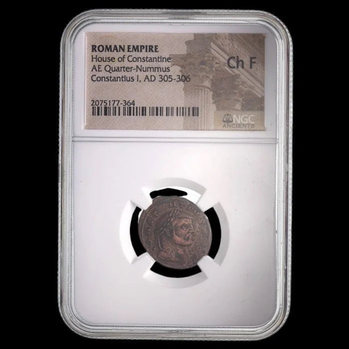 Ancient Roman Bronze Coin of Emperor Constantius I (Tetrarch of the Roman Empire) - Kinzer Coins