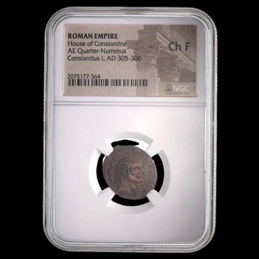 Ancient Roman Bronze Coin of Emperor Constantius I (Tetrarch of the Roman Empire) - Kinzer Coins
