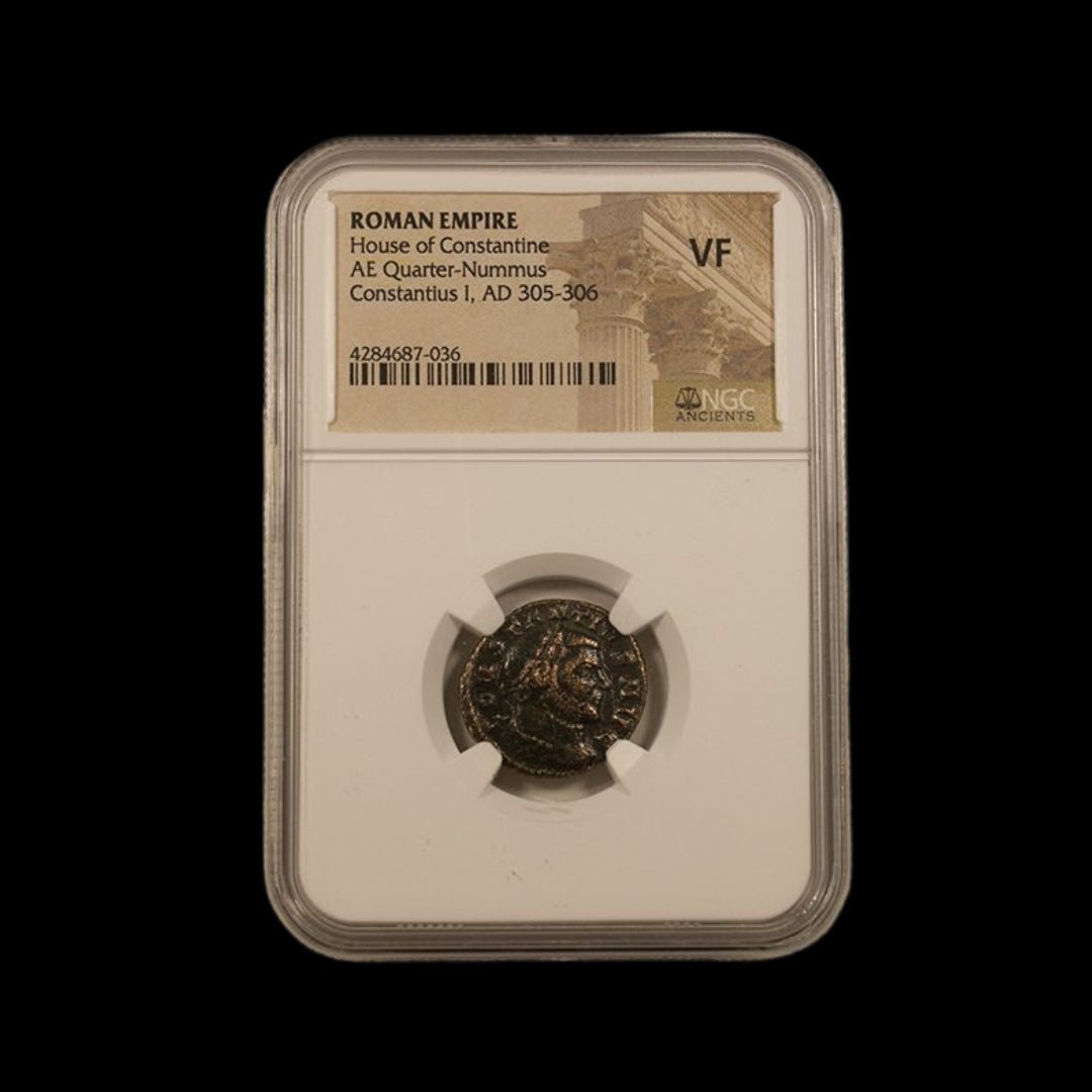 Ancient Roman Bronze Coin of Emperor Constantius I (Tetrarch of the Roman Empire) - Kinzer Coins