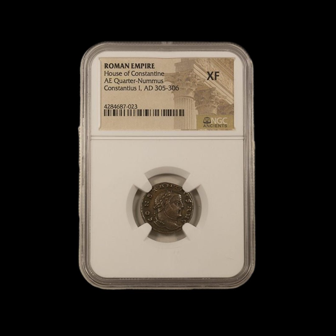 Ancient Roman Bronze Coin of Emperor Constantius I (Tetrarch of the Roman Empire) - Kinzer Coins