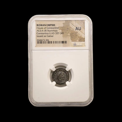 Ancient Roman Bronze Coin of Emperor Constantius II (c. AD 340, Son of Constantine the Great) - Kinzer Coins
