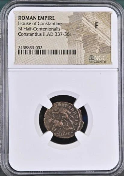 Ancient Roman Bronze Coin of Emperor Constantius II — Fallen Horseman Type (4th Century AD), NGC Certified - Kinzer Coins
