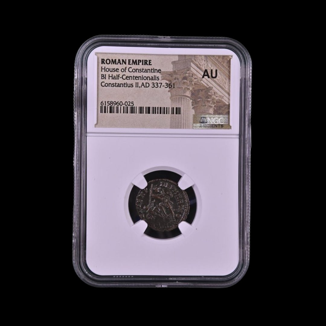 Ancient Roman Bronze Coin of Emperor Constantius II — Fallen Horseman Type (4th Century AD), NGC Certified - Kinzer Coins