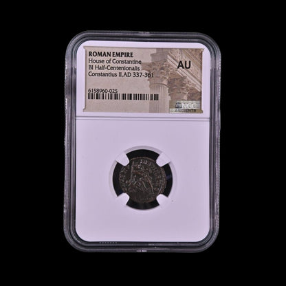 Ancient Roman Bronze Coin of Emperor Constantius II — Fallen Horseman Type (4th Century AD), NGC Certified - Kinzer Coins