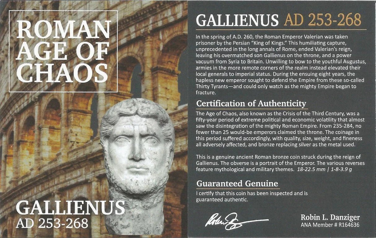 Ancient Roman Bronze Coin of Emperor Gallienus (Ruler During Rome’s Crisis Years) - Kinzer Coins