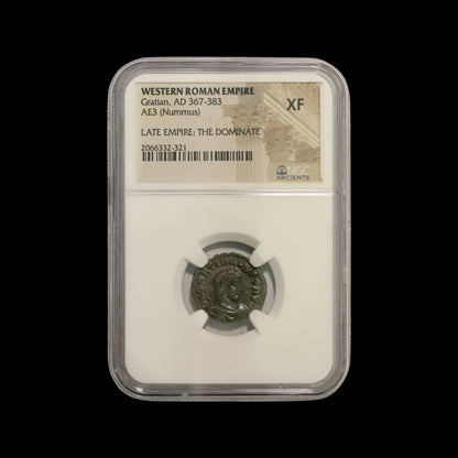 Ancient Roman Bronze Coin of Emperor Gratian (Ruler During Rome’s Christian Era) - Kinzer Coins