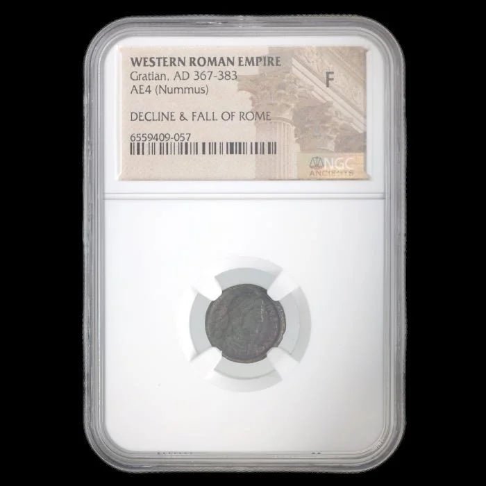 Ancient Roman Bronze Coin of Emperor Gratian (Ruler During Rome’s Christian Era) - Kinzer Coins