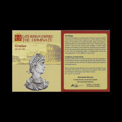Ancient Roman Bronze Coin of Emperor Gratian (Ruler During Rome’s Christian Era) - Kinzer Coins