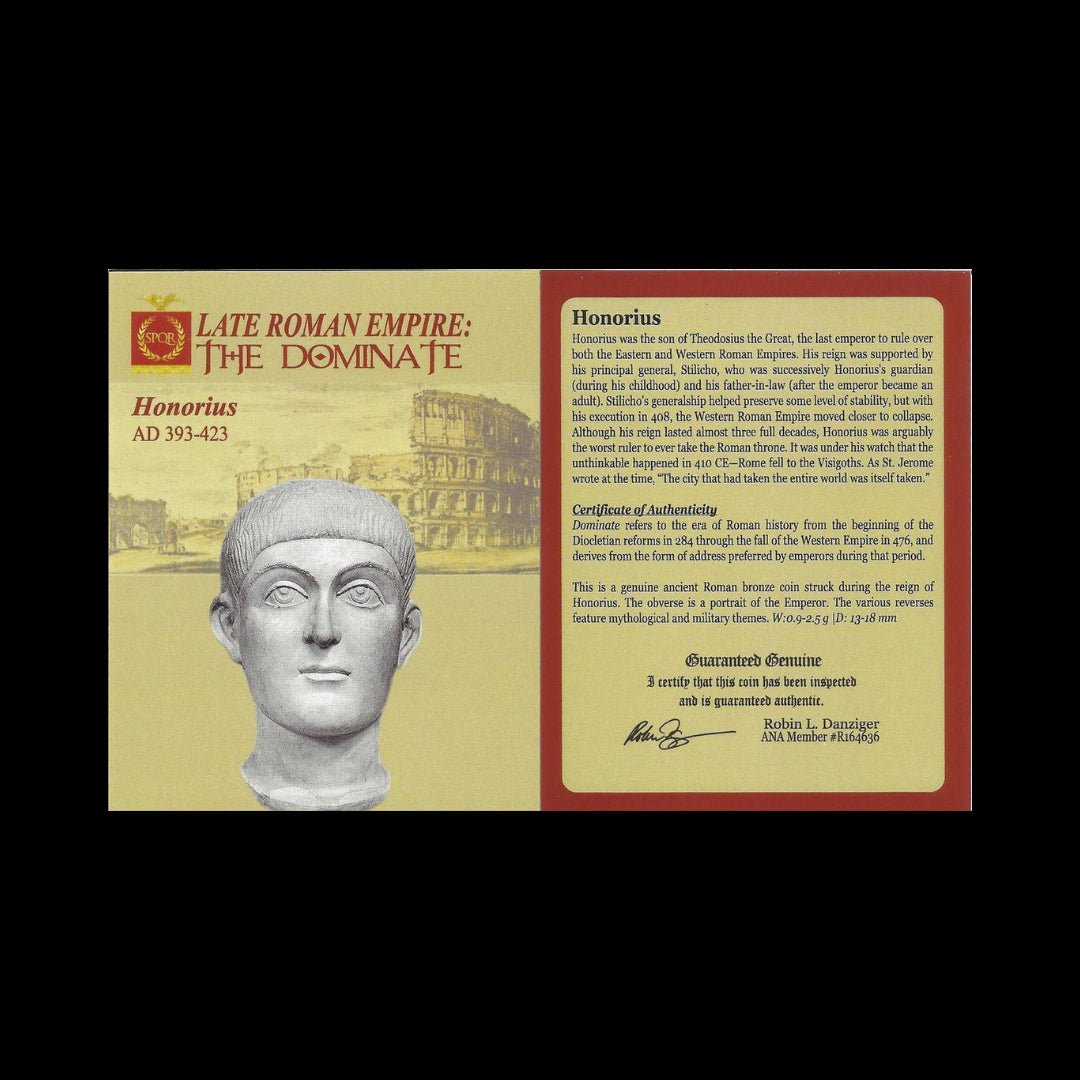 Ancient Roman Bronze Coin of Emperor Honorius (Ruler During Rome’s Final Centuries) - Kinzer Coins