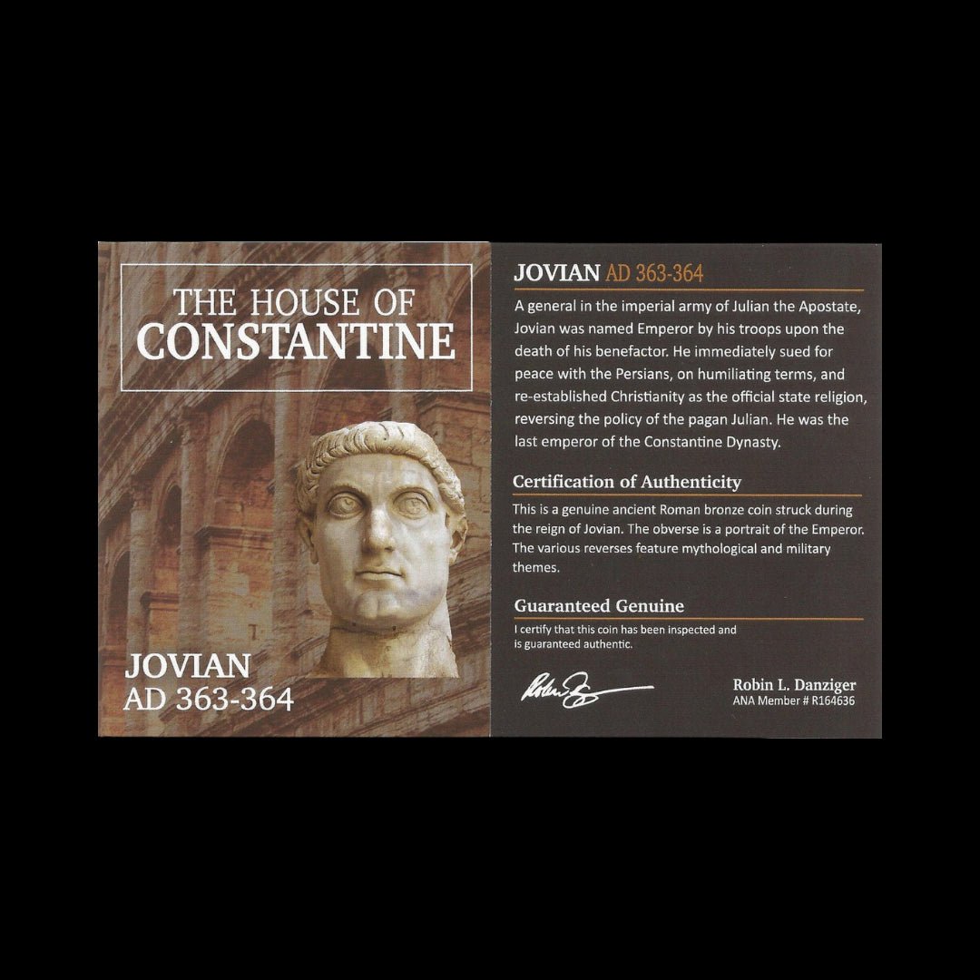 Ancient Roman Bronze Coin of Emperor Jovian (Restorer of Christianity After Julian) - Kinzer Coins