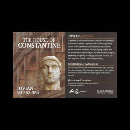 Ancient Roman Bronze Coin of Emperor Jovian (Restorer of Christianity After Julian) - Kinzer Coins