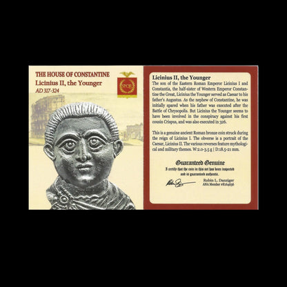 Ancient Roman Bronze Coin of Emperor Licinius II (Rival Dynasty of Constantine the Great) - Kinzer Coins