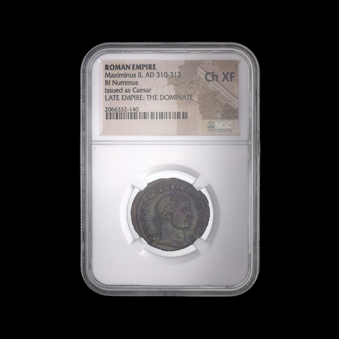 Ancient Roman Bronze Coin of Emperor Maximinus II Daza (Last Pagan Emperor of the Tetrarchy) - Kinzer Coins