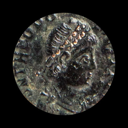 Ancient Roman Bronze Coin of Emperor Theodosius I (Last Emperor of a United Roman Empire) - Kinzer Coins