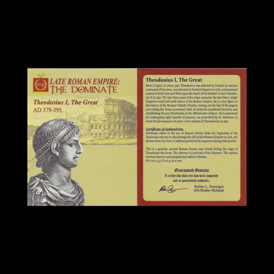 Ancient Roman Bronze Coin of Emperor Theodosius I — Over 1,600 Years Old, NGC Certified | The Last Emperor to Rule Both Eastern and Western Rome - Kinzer Coins