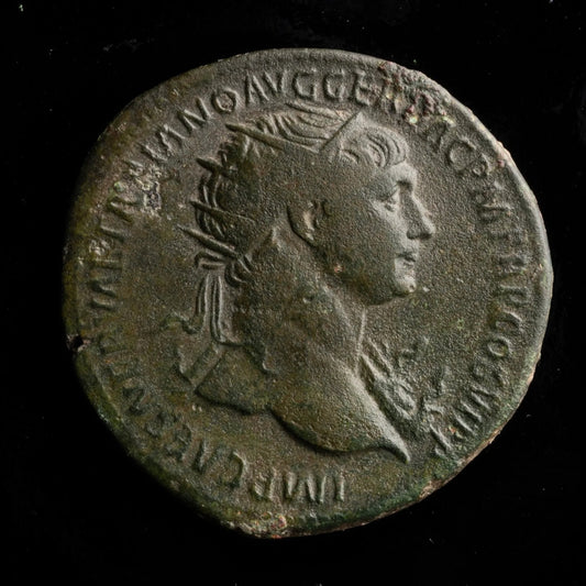 Ancient Roman Bronze Coin of Emperor Trajan (Conqueror of Dacia) - Kinzer Coins
