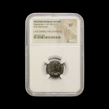 Ancient Roman Bronze Coin of Emperor Valentinian I (Defender of the Western Roman Empire) - Kinzer Coins