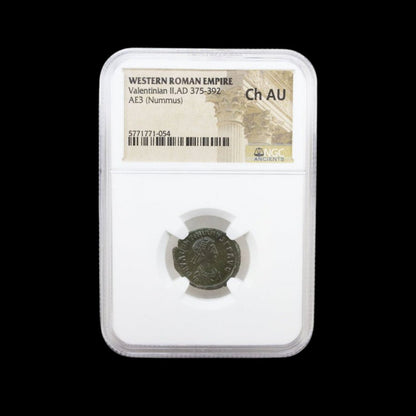 Ancient Roman Bronze Coin of Emperor Valentinian II (c. AD 380) - Kinzer Coins