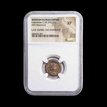 Ancient Roman Bronze Coin of Emperor Valentinian II (c. AD 380) - Kinzer Coins