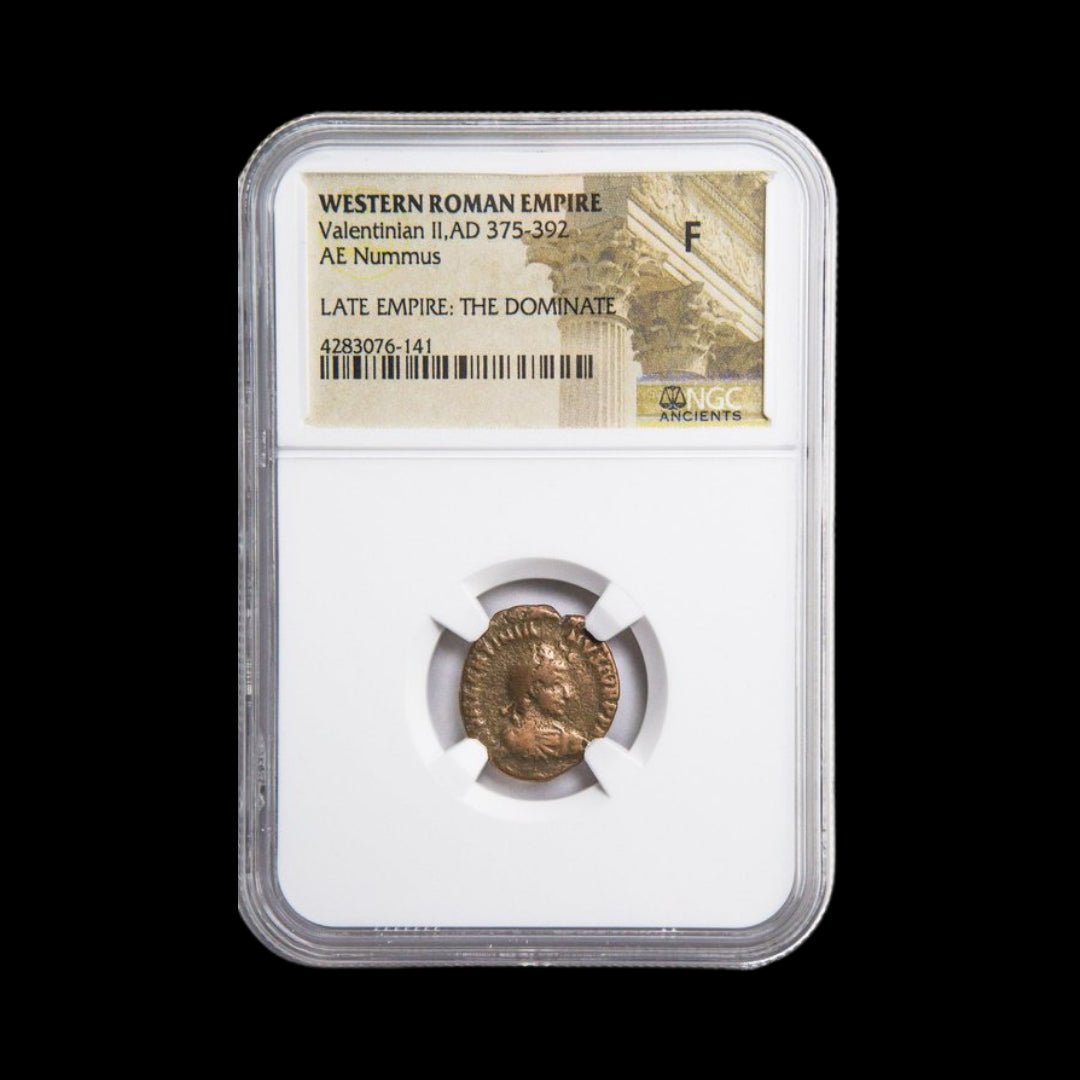 Ancient Roman Bronze Coin of Emperor Valentinian II (c. AD 380) - Kinzer Coins