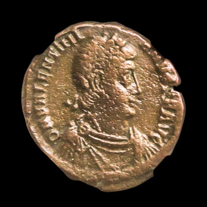 Ancient Roman Bronze Coin of Emperor Valentinian II (Child Emperor of the Late Roman Empire) - Kinzer Coins