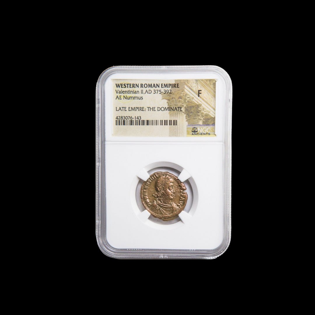 Ancient Roman Bronze Coin of Emperor Valentinian II (Child Emperor of the Late Roman Empire) - Kinzer Coins