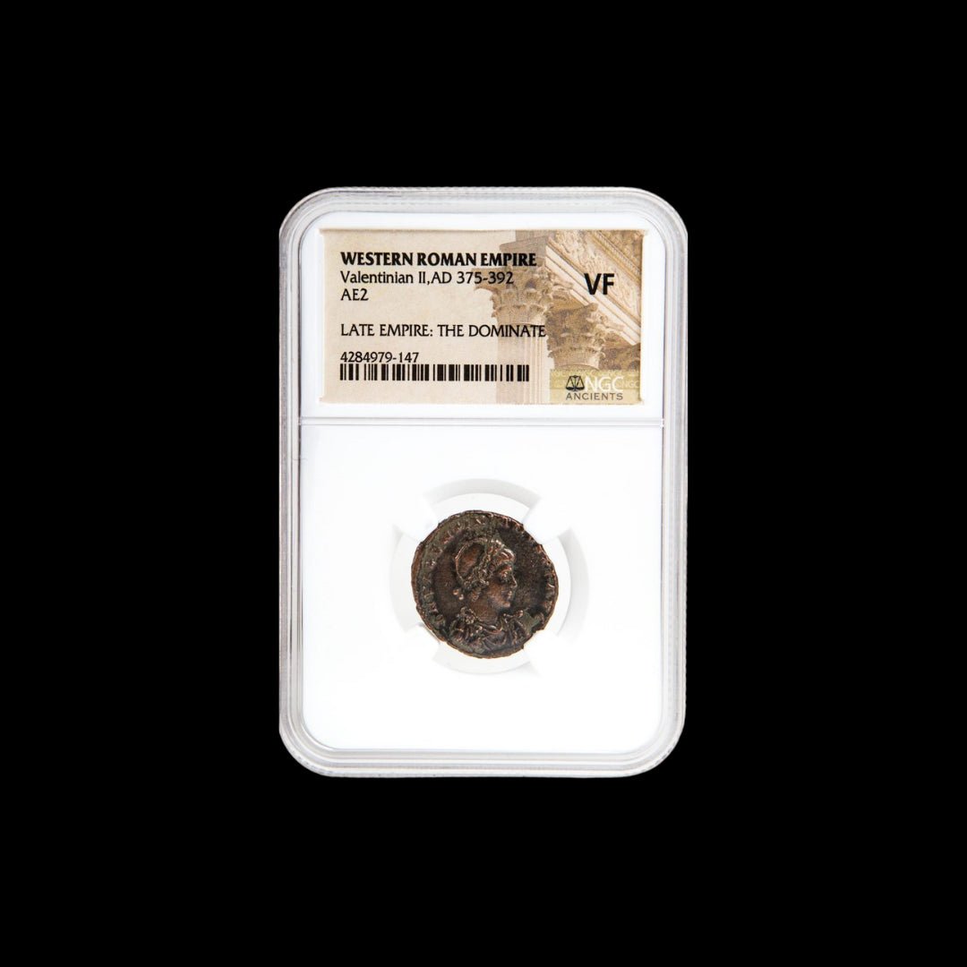 Ancient Roman Bronze Coin of Emperor Valentinian II (Child Emperor of the Late Roman Empire) - Kinzer Coins