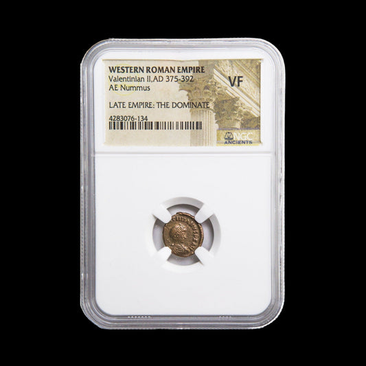 Ancient Roman Bronze Coin of Emperor Valentinian II (Child Emperor of the Late Roman Empire) - Kinzer Coins