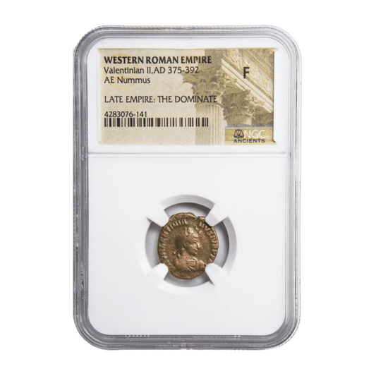 Ancient Roman Bronze Coin of Emperor Valentinian II (Child Emperor of the Late Roman Empire) - Kinzer Coins