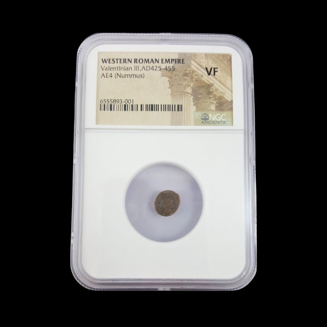 Ancient Roman Bronze Coin of Emperor Valentinian III (Last Emperors of the Western Roman Empire) - Kinzer Coins