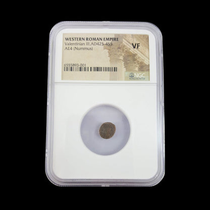 Ancient Roman Bronze Coin of Emperor Valentinian III (Last Emperors of the Western Roman Empire) - Kinzer Coins